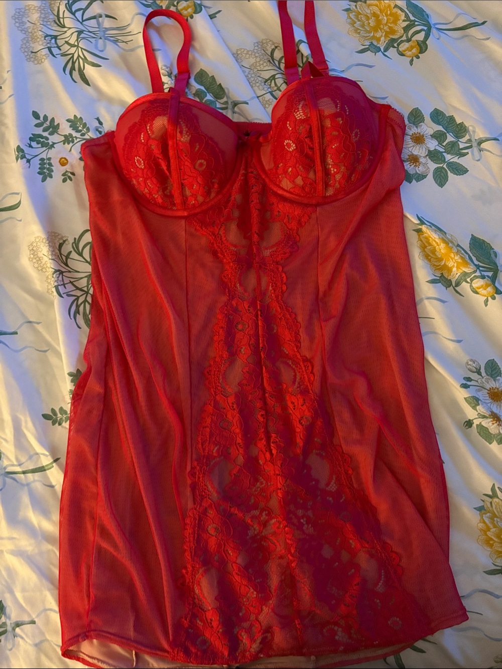 Torrid Strappy Red Lace Underwire Chemise Slip